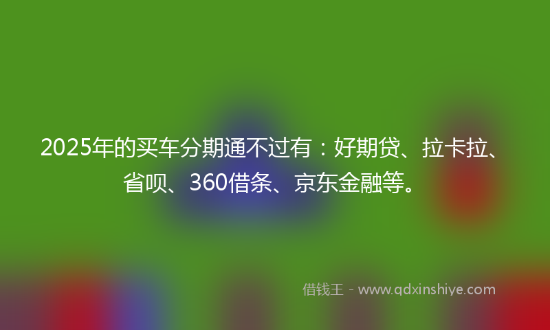 2025年的买车分期通不过有：好期贷、拉卡拉、省呗、360借条、京东金融等。