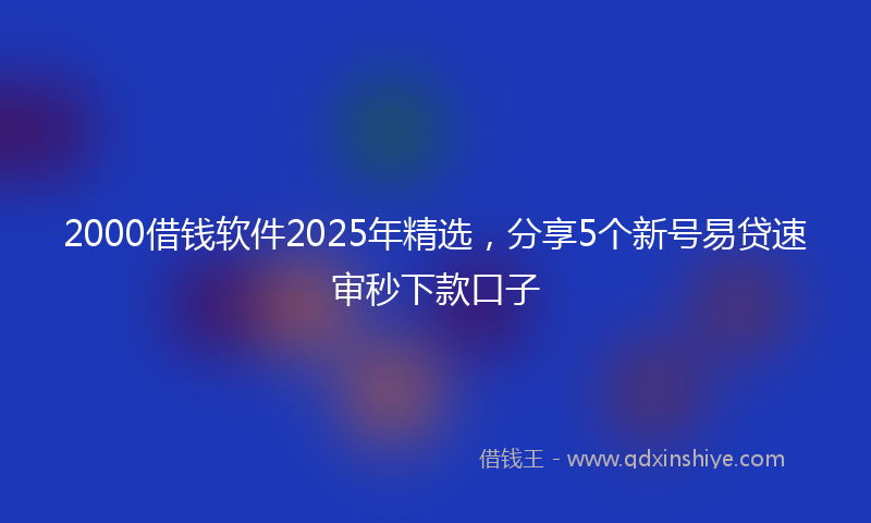 2000借钱软件2025年精选，分享5个新号易贷速审秒下款口子