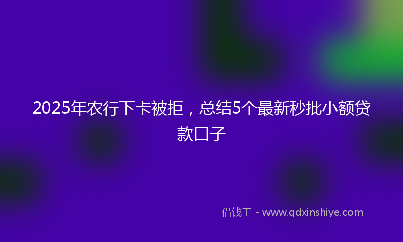 2025年农行下卡被拒，总结5个最新秒批小额贷款口子