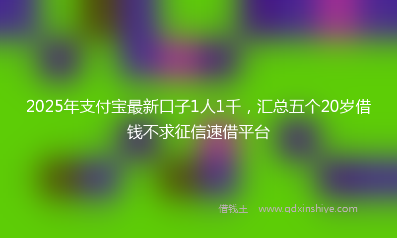 2025年支付宝最新口子1人1千，汇总五个20岁借钱不求征信速借平台