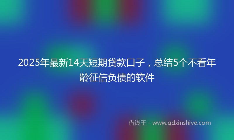 2025年最新14天短期贷款口子，总结5个不看年龄征信负债的软件