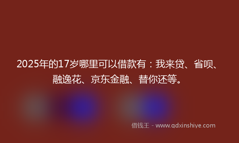 2025年的17岁哪里可以借款有：我来贷、省呗、融逸花、京东金融、替你还等。