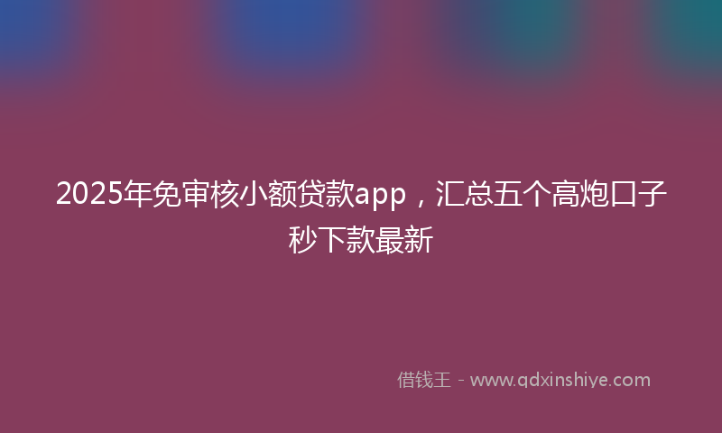 2025年免审核小额贷款app，汇总五个高炮口子秒下款最新