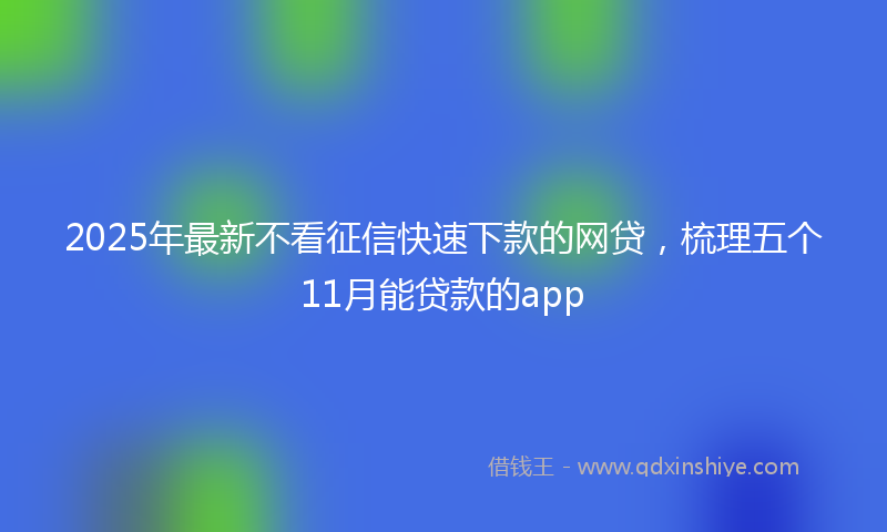 2025年最新不看征信快速下款的网贷，梳理五个11月能贷款的app