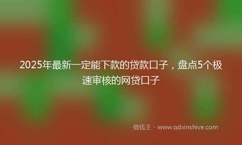 2025年最新一定能下款的贷款口子，盘点5个极速审核的网贷口子