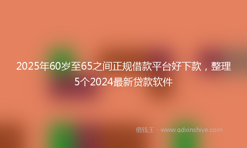 2025年60岁至65之间正规借款平台好下款，整理5个2024最新贷款软件