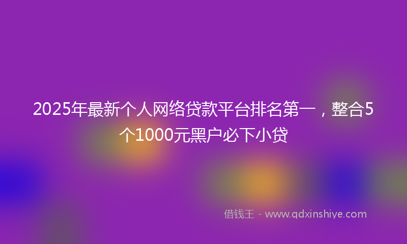 2025年最新个人网络贷款平台排名第一，整合5个1000元黑户必下小贷