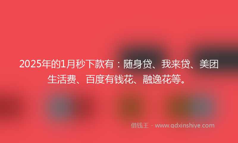 2025年的1月秒下款有：随身贷、我来贷、美团生活费、百度有钱花、融逸花等。