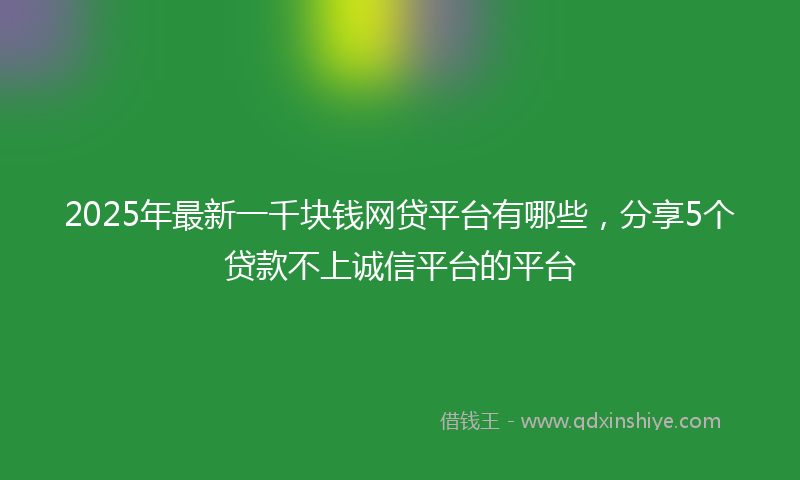 2025年最新一千块钱网贷平台有哪些，分享5个贷款不上诚信平台的平台