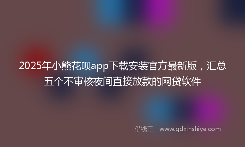 2025年小熊花呗app下载安装官方最新版，汇总五个不审核夜间直接放款的网贷软件