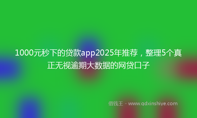 1000元秒下的贷款app2025年推荐，整理5个真正无视逾期大数据的网贷口子