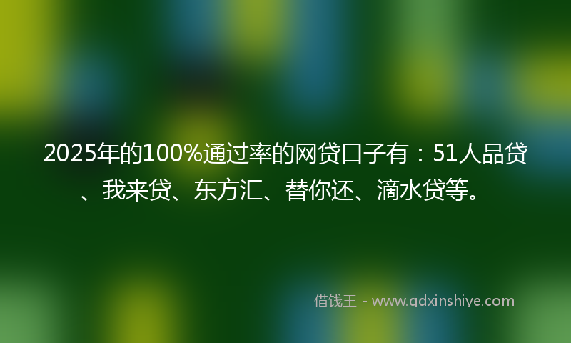 2025年的100%通过率的网贷口子有：51人品贷、我来贷、东方汇、替你还、滴水贷等。