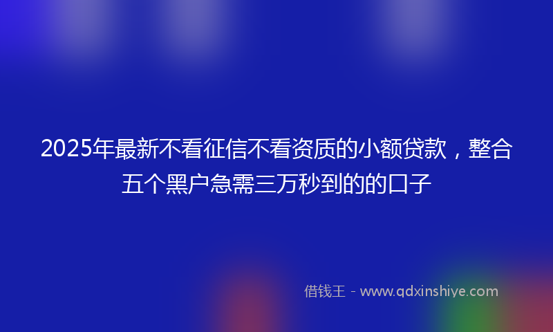 2025年最新不看征信不看资质的小额贷款，整合五个黑户急需三万秒到的的口子