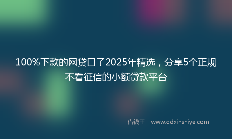 100%下款的网贷口子2025年精选，分享5个正规不看征信的小额贷款平台