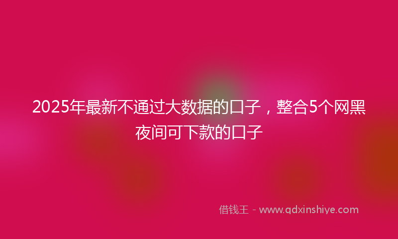 2025年最新不通过大数据的口子，整合5个网黑夜间可下款的口子