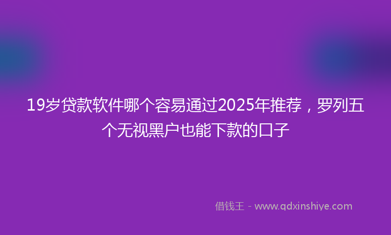 19岁贷款软件哪个容易通过2025年推荐，罗列五个无视黑户也能下款的口子