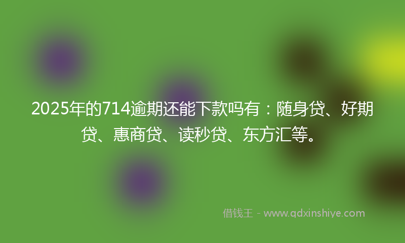 2025年的714逾期还能下款吗有：随身贷、好期贷、惠商贷、读秒贷、东方汇等。