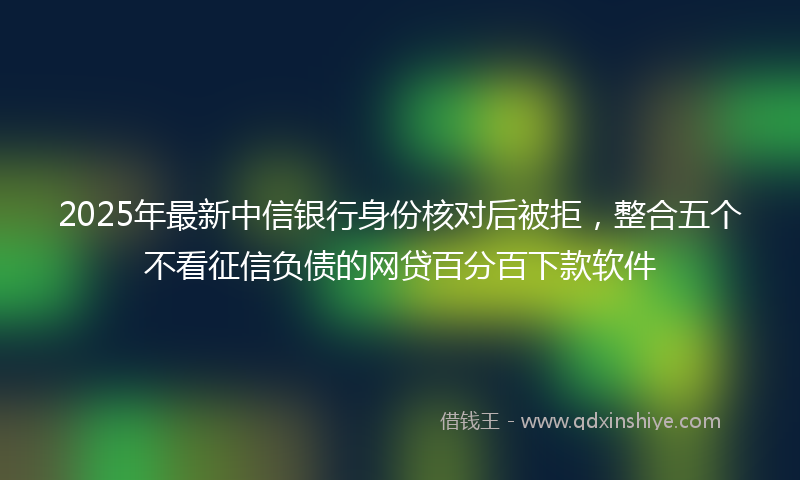 2025年最新中信银行身份核对后被拒，整合五个不看征信负债的网贷百分百下款软件