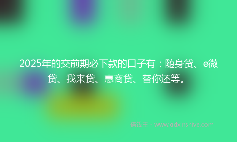 2025年的交前期必下款的口子有：随身贷、e微贷、我来贷、惠商贷、替你还等。