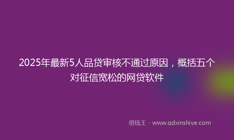 2025年最新5人品贷审核不通过原因，概括五个对征信宽松的网贷软件