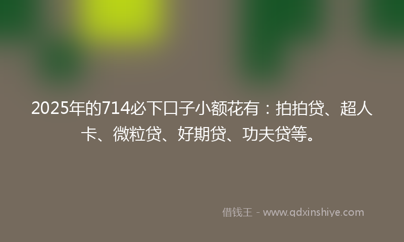 2025年的714必下口子小额花有：拍拍贷、超人卡、微粒贷、好期贷、功夫贷等。