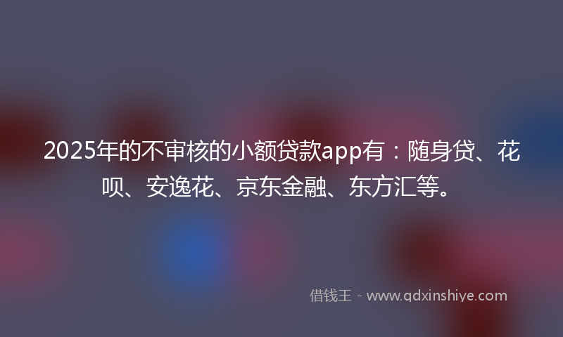 2025年的不审核的小额贷款app有：随身贷、花呗、安逸花、京东金融、东方汇等。