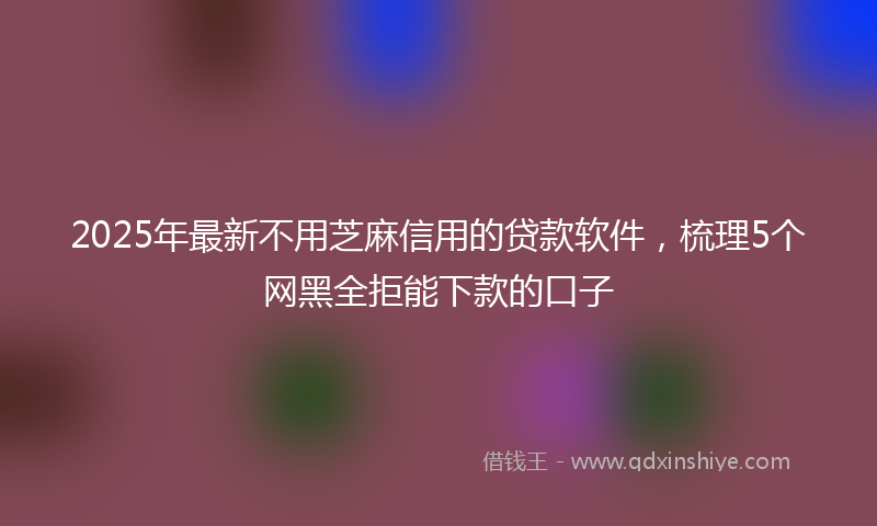 2025年最新不用芝麻信用的贷款软件，梳理5个网黑全拒能下款的口子