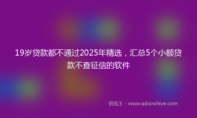 19岁贷款都不通过2025年精选，汇总5个小额贷款不查征信的软件