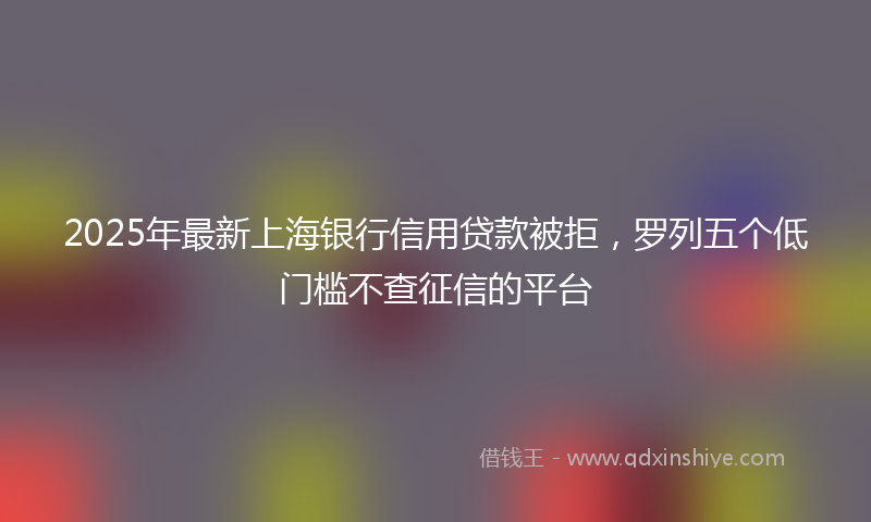 2025年最新上海银行信用贷款被拒，罗列五个低门槛不查征信的平台