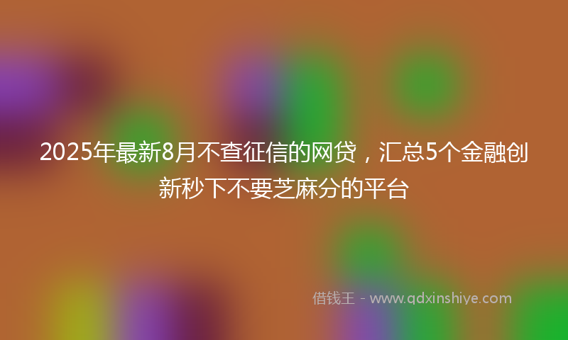 2025年最新8月不查征信的网贷，汇总5个金融创新秒下不要芝麻分的平台