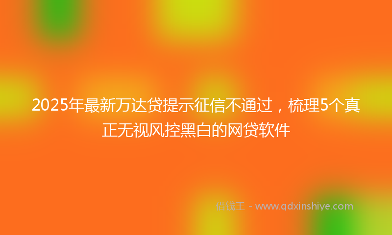 2025年最新万达贷提示征信不通过，梳理5个真正无视风控黑白的网贷软件