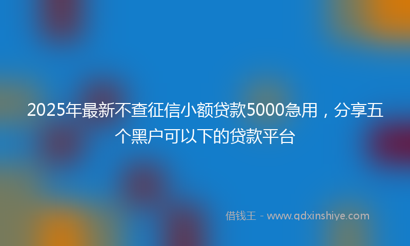 2025年最新不查征信小额贷款5000急用，分享五个黑户可以下的贷款平台