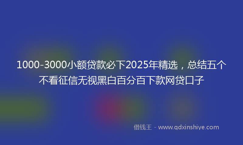 1000-3000小额贷款必下2025年精选，总结五个不看征信无视黑白百分百下款网贷口子