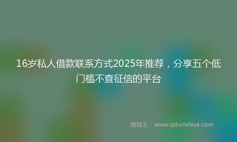 16岁私人借款联系方式2025年推荐，分享五个低门槛不查征信的平台