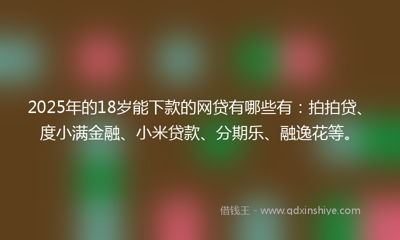 2025年的18岁能下款的网贷有哪些有：拍拍贷、度小满金融、小米贷款、分期乐、融逸花等。