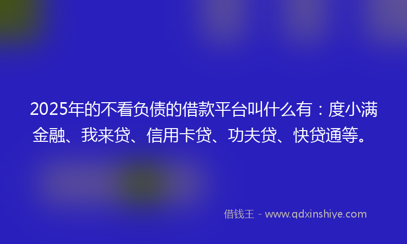 2025年的不看负债的借款平台叫什么有：度小满金融、我来贷、信用卡贷、功夫贷、快贷通等。