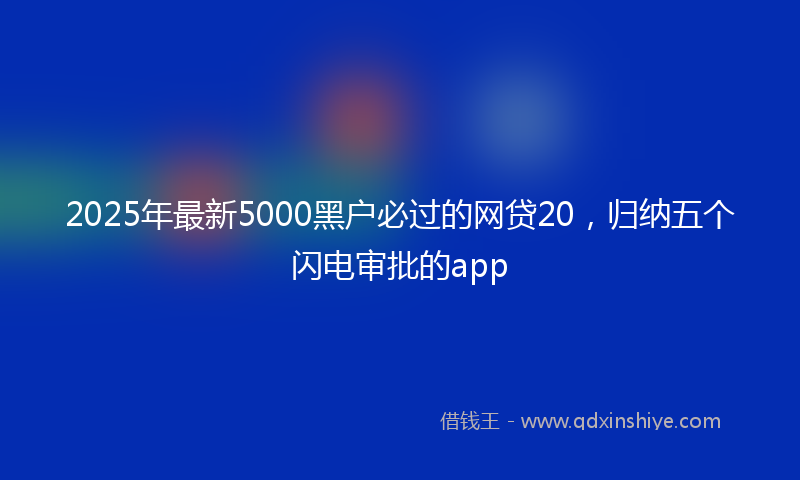 2025年最新5000黑户必过的网贷20，归纳五个闪电审批的app