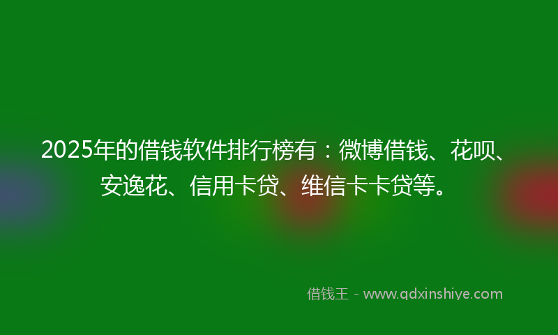 2025年的借钱软件排行榜有：微博借钱、花呗、安逸花、信用卡贷、维信卡卡贷等。