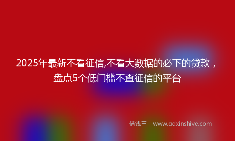 2025年最新不看征信,不看大数据的必下的贷款，盘点5个低门槛不查征信的平台