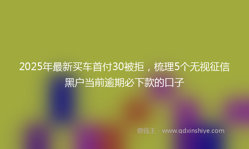 2025年最新买车首付30被拒，梳理5个无视征信黑户当前逾期必下款的口子