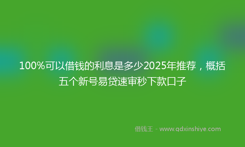 100%可以借钱的利息是多少2025年推荐，概括五个新号易贷速审秒下款口子