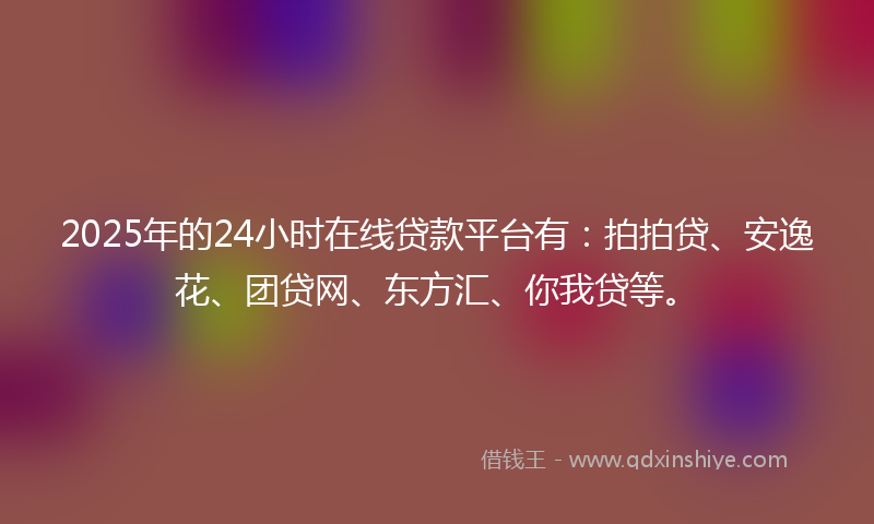 2025年的24小时在线贷款平台有：拍拍贷、安逸花、团贷网、东方汇、你我贷等。
