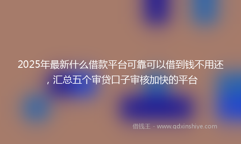 2025年最新什么借款平台可靠可以借到钱不用还，汇总五个审贷口子审核加快的平台