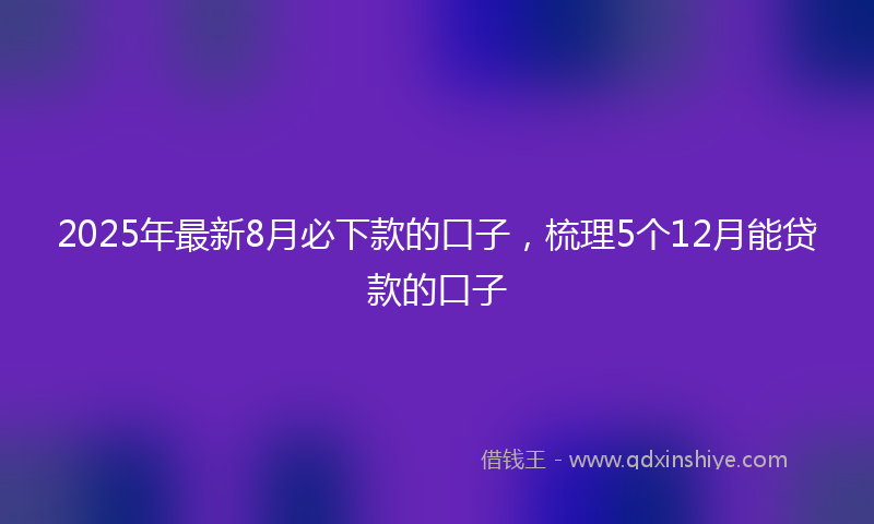 2025年最新8月必下款的口子，梳理5个12月能贷款的口子