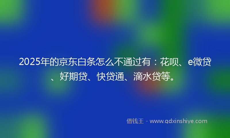2025年的京东白条怎么不通过有：花呗、e微贷、好期贷、快贷通、滴水贷等。