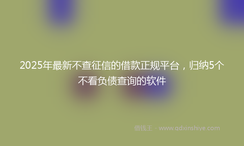 2025年最新不查征信的借款正规平台，归纳5个不看负债查询的软件