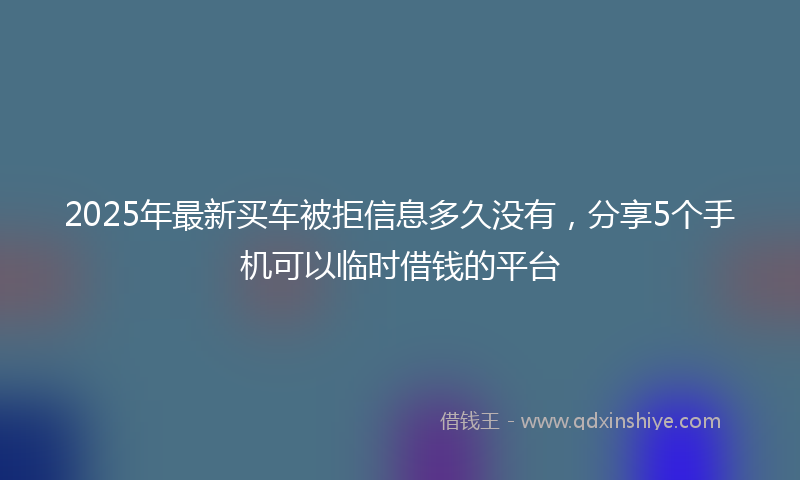 2025年最新买车被拒信息多久没有，分享5个手机可以临时借钱的平台