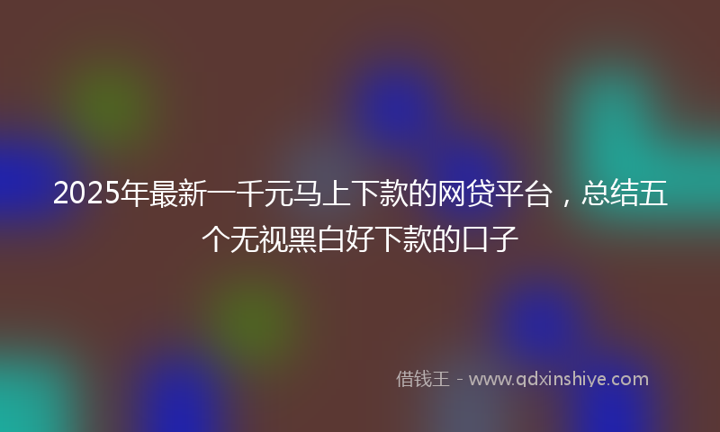 2025年最新一千元马上下款的网贷平台，总结五个无视黑白好下款的口子