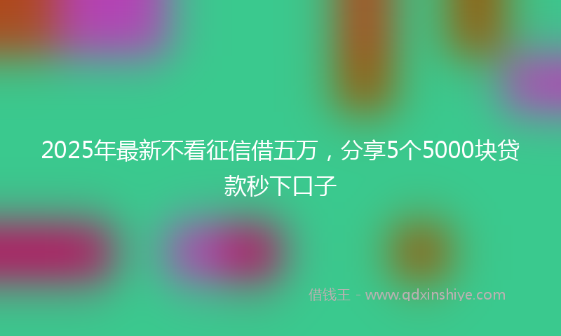 2025年最新不看征信借五万，分享5个5000块贷款秒下口子