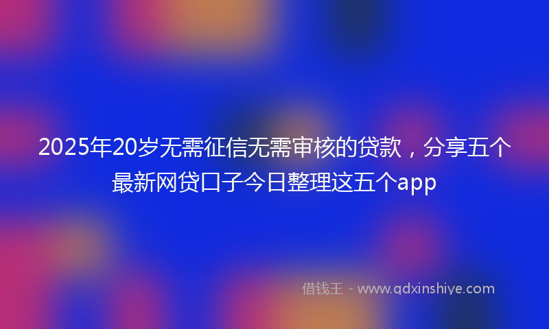 2025年20岁无需征信无需审核的贷款，分享五个最新网贷口子今日整理这五个app